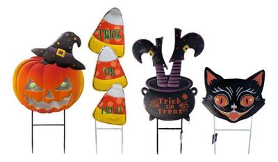 Halloween Metal Stake Signs 4 Asst