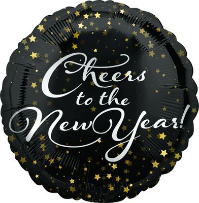 Cheers To New Year - 18" Helium Filled Foil Balloon, Ribbon