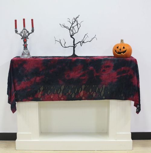 Distressed Fabric Black &amp; Burg 28" x 78"