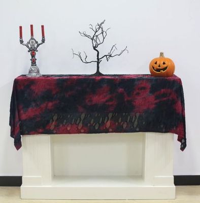 Distressed Fabric Black &amp; Burg 28" x 78"