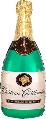 Champagne Bottle - 36" Helium Filled Foil Balloon, Ribbon