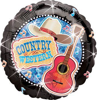 Country Western Prismatic - 18" Helium Filled Foil Balloon, Ribbon