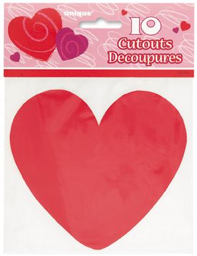 Mini Red Heart Cut Outs  5"  10ct