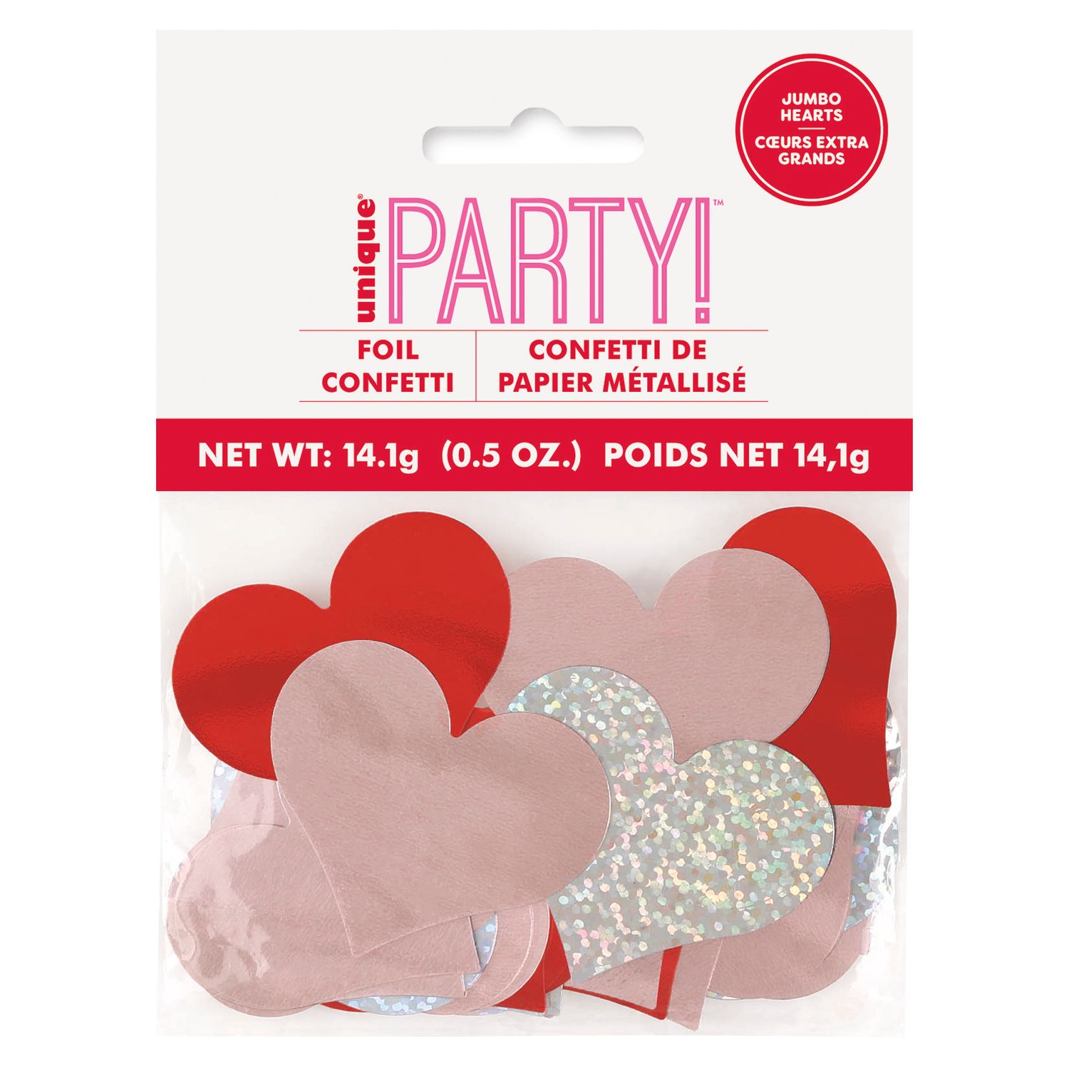 Red &amp; Pink Jumbo Foil Heart Confetti 0.5oz