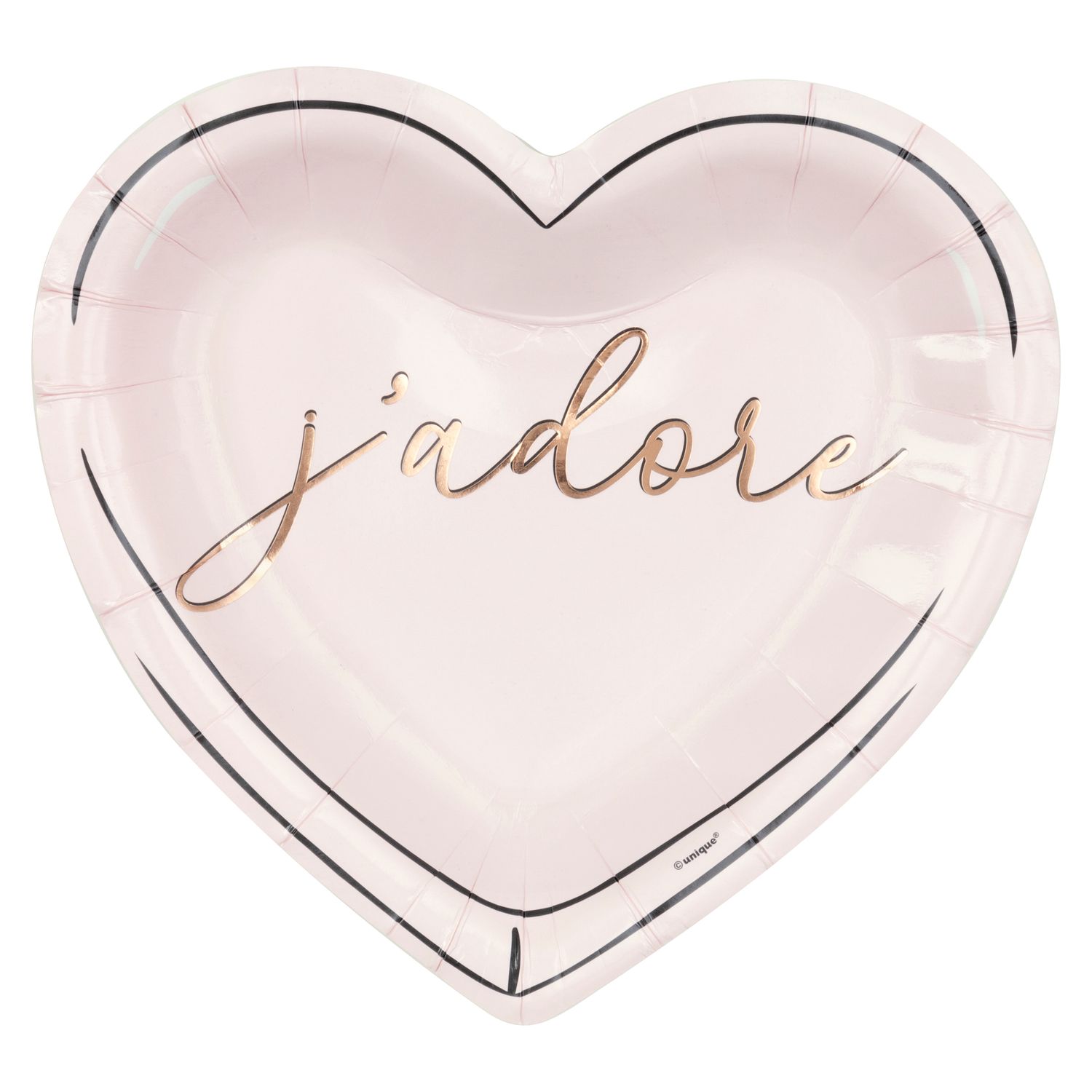 Cute Valentine "J'Adore" Heart-Shaped 8.25" Plates  8ct - Foil Stamping