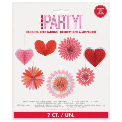 Retro Love Paper Fan &amp; Heart Honeycomb Decoration Kit - Iridescent Foil Stamping