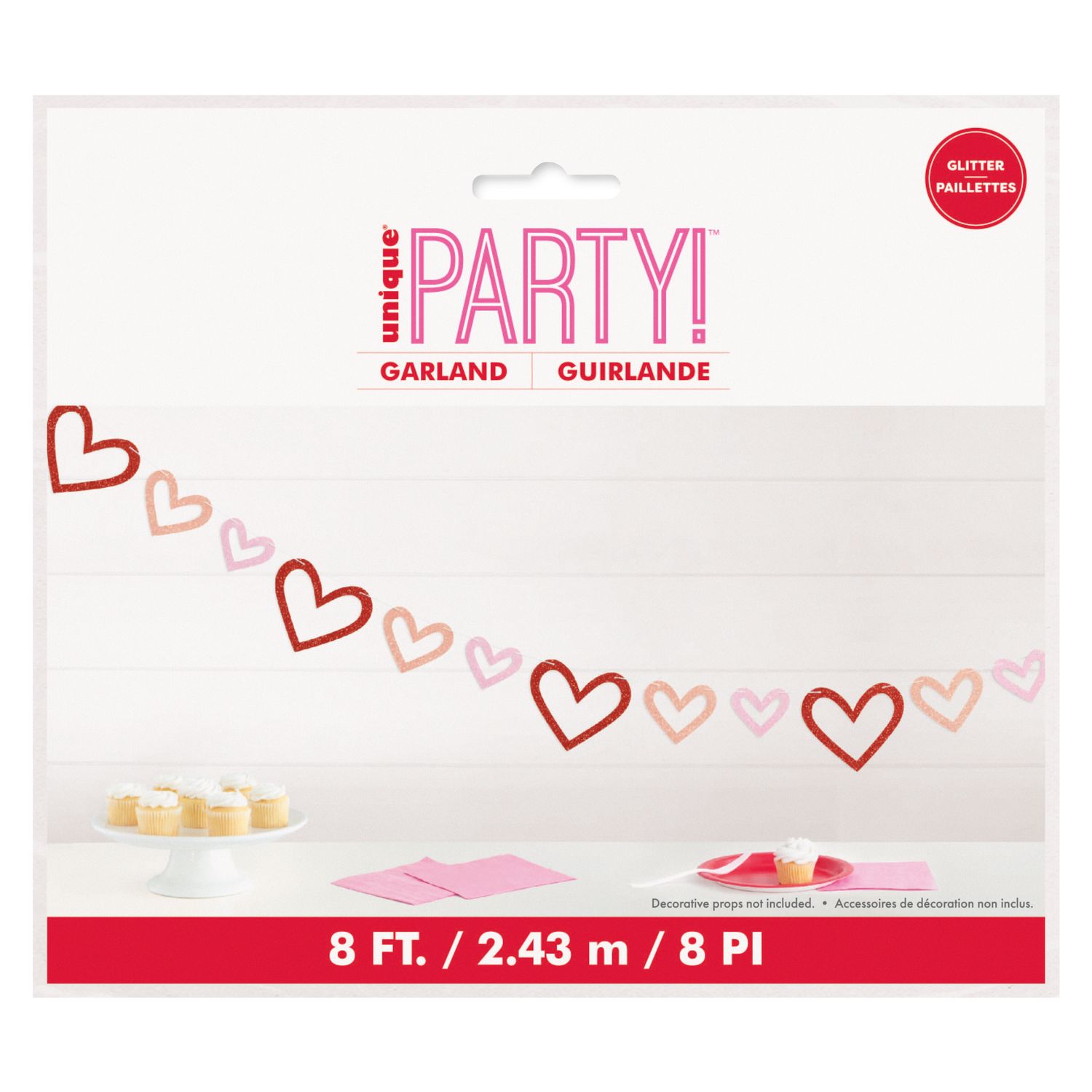 Glitter Heart Cut-Out Banner 8 ft