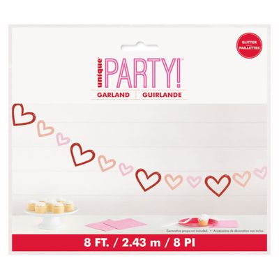 Glitter Heart Cut-Out Banner 8 ft