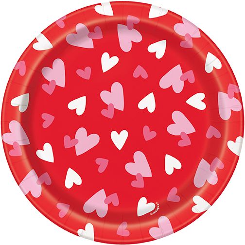 Fluttering Hearts Round 7" Dessert Plates 8ct