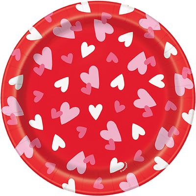 Fluttering Hearts Round 7" Dessert Plates 8ct