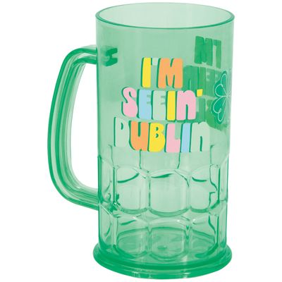 St. Patty's Day "I'm Seein' Dublin" Green 16oz Reusable Plastic Stein Mug