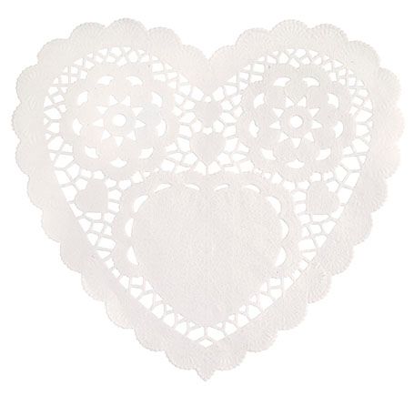 White Heart Doilies  6"  30ct