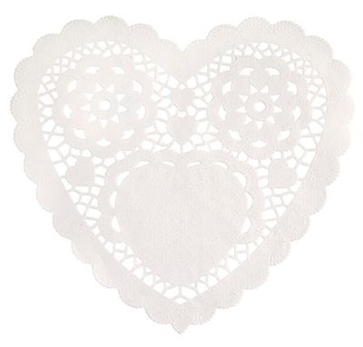 White Heart Doilies  6"  30ct