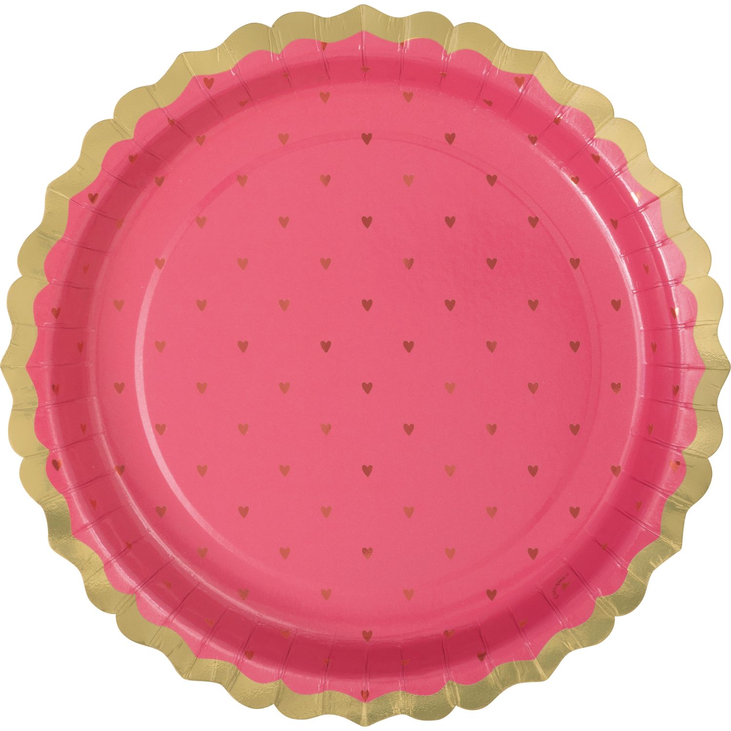 Red &amp; Pink Valentines Scalloped Edge Round 9" Dinner Plates  8ct - Foil Board