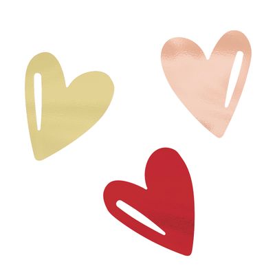 Red  Pink &amp; Gold Heart Shaped Jumbo Foil Confetti  0.5 oz