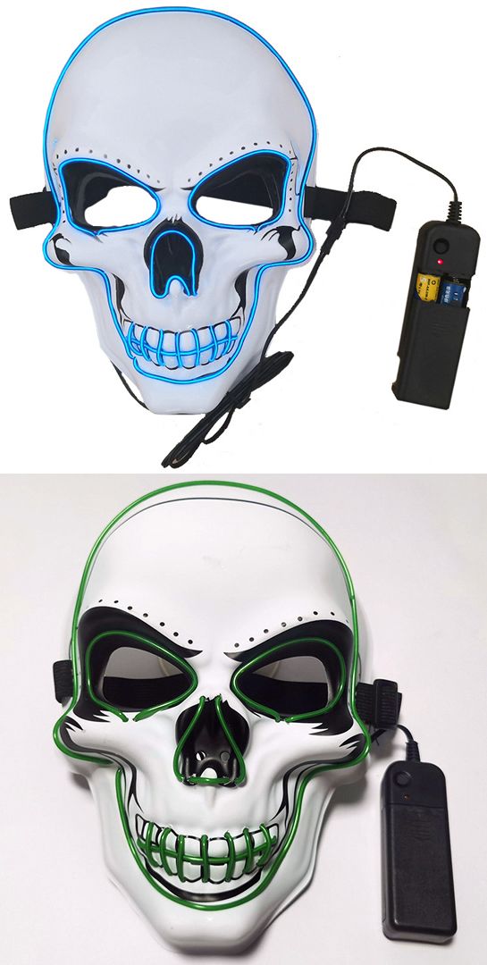 Light-Up Neon Skull Mask Asst