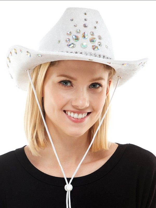 White Cowboy Hat with Jewels