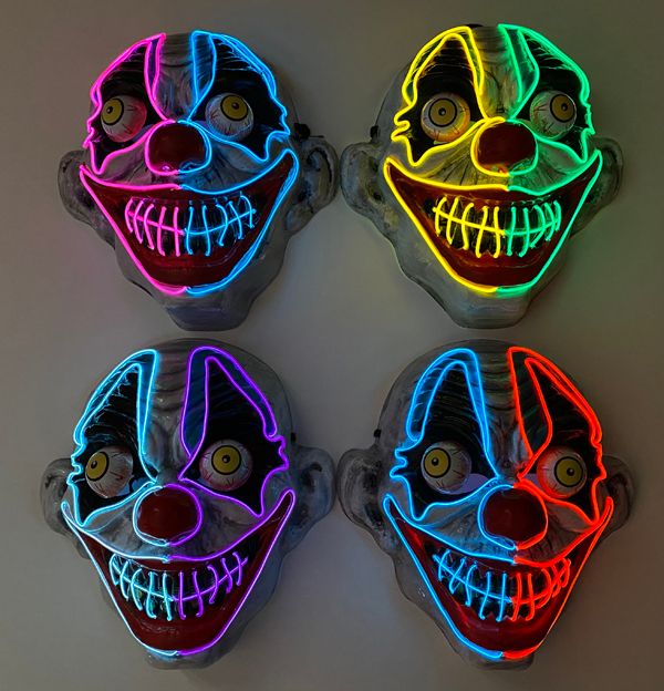 Light-Up Neon Clown Mask Asst