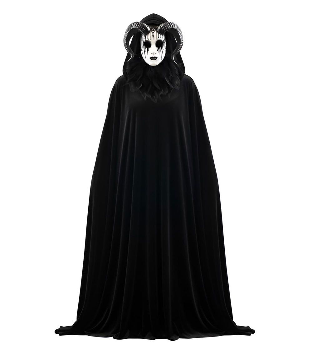 Gothic Black &amp; White Ram Horns  Mask