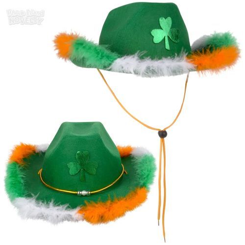 Feather Rimmed Shamrock Cowboy Hat