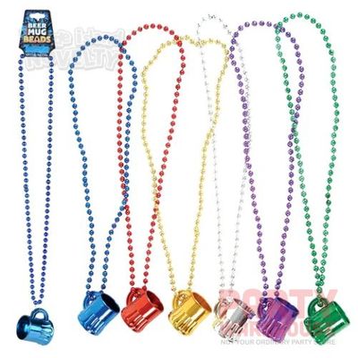 33" Metallic Beer Mug Beads - 12 Ct Poly Bag