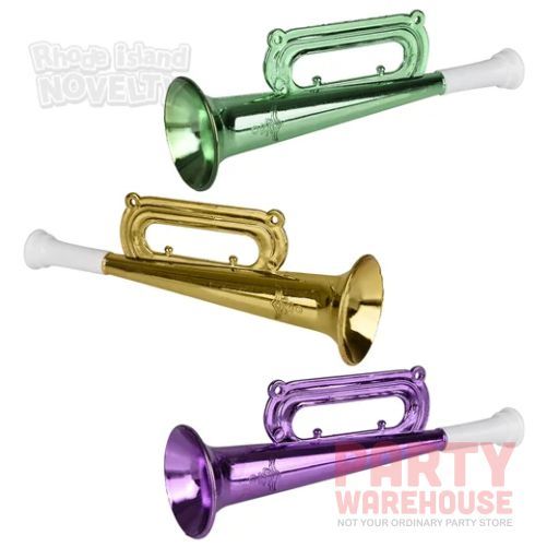 Mardi Gras Metallic Trumpet 7" - 12 Ct Poly Bag