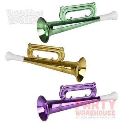 Mardi Gras Metallic Trumpet 7" - 12 Ct Poly Bag