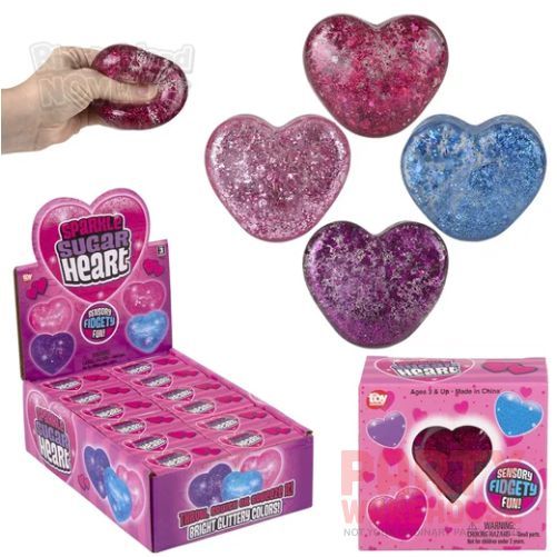 Squeezy Sparkle Sugar Heart 2.5" - 12Ct Box