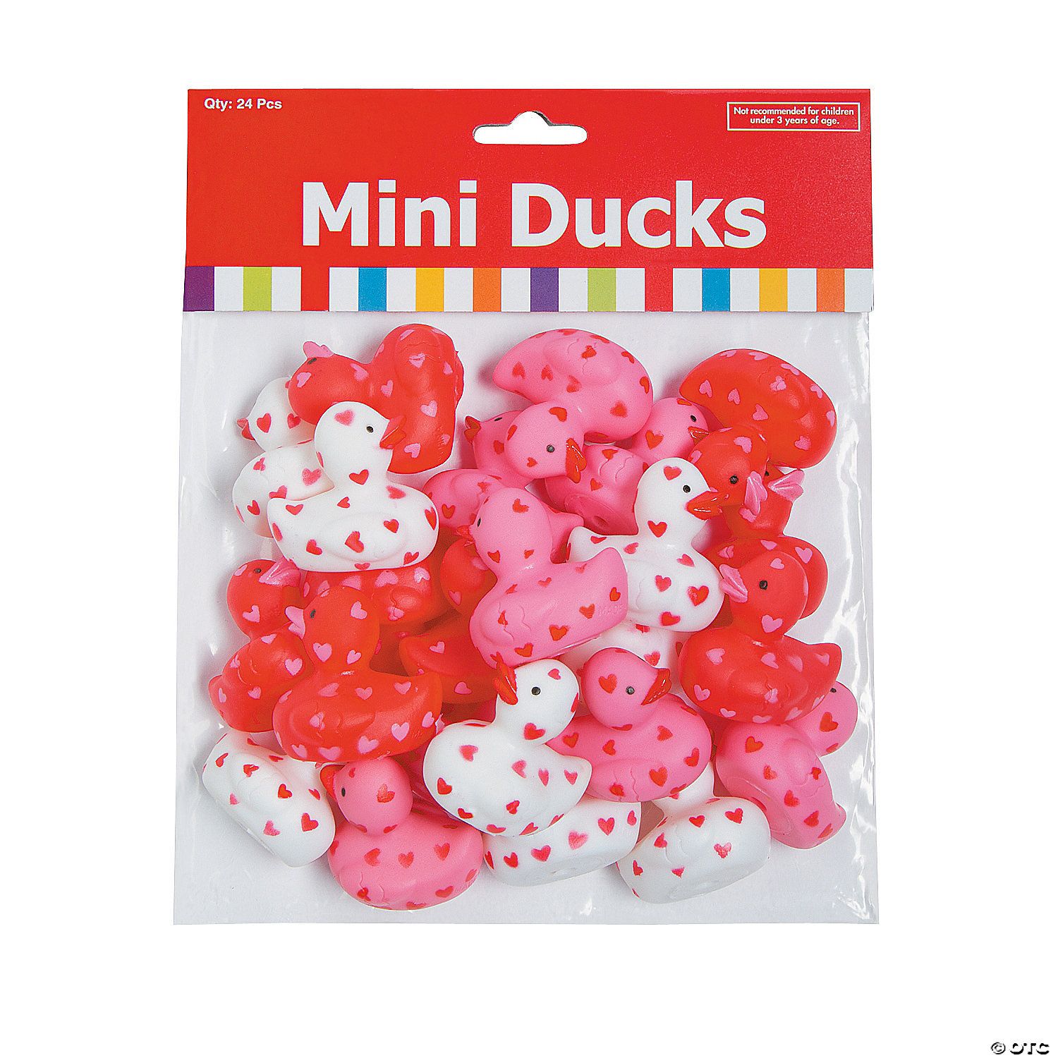 Vinyl Mini Valentine Rubber Ducks - 24 Ct Poly Bag