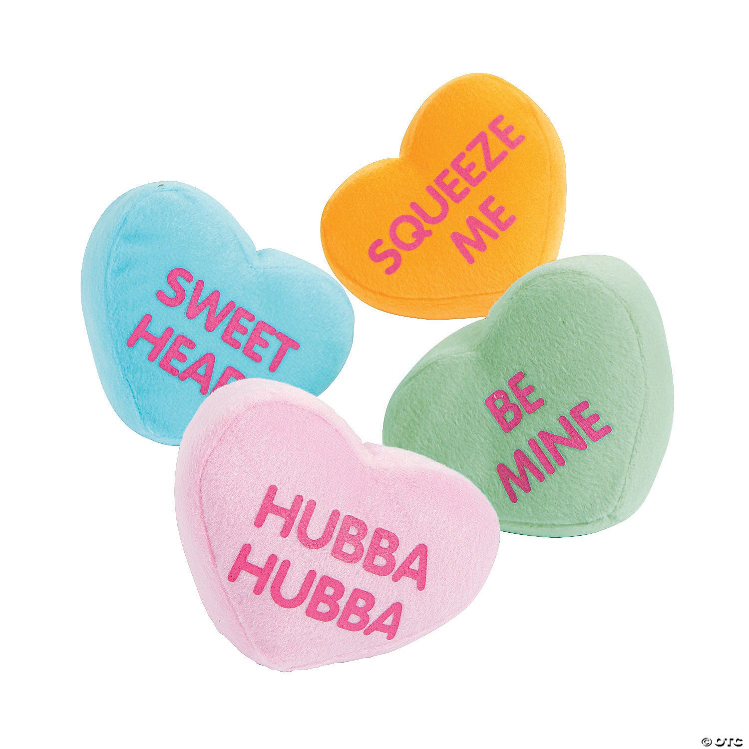Mini Valentine’s Day Stuffed Conversation Hearts - 12 Ct Poly Bag
