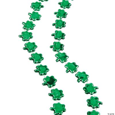 St. Patrick's Day Metallic Beaded Shamrock Necklaces 12 Ct