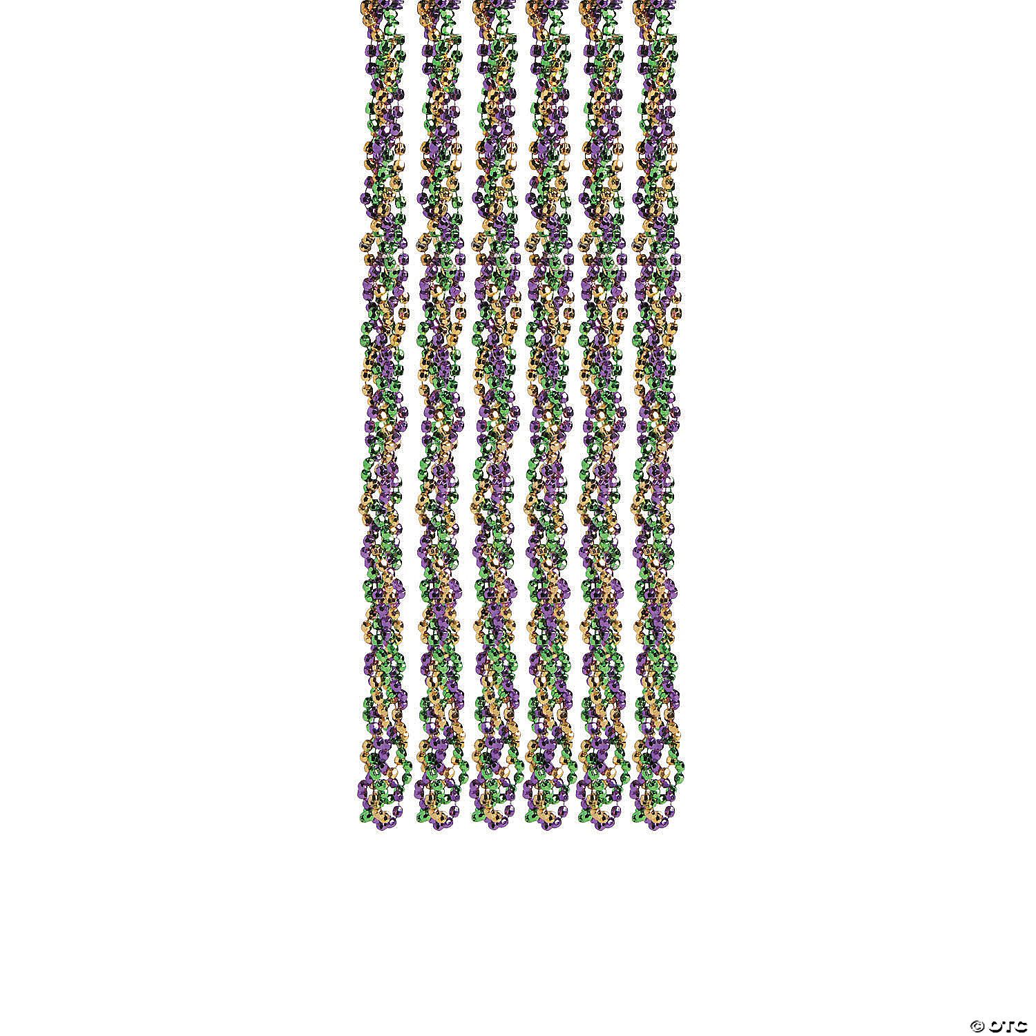 Mardi Gras Twisted Beads - 12 Ct Poly Bag
