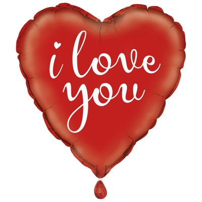 I Love You Red Heart - 18" Helium Filled Foil Balloon, Ribbon