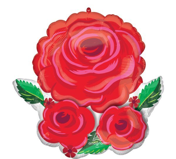 Satin Rose Radiance - 18" Helium Filled Foil Balloon, Ribbon