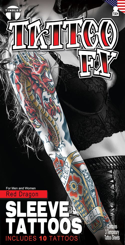 Sleeve Tattoo FX - 3pc Red Dragon
