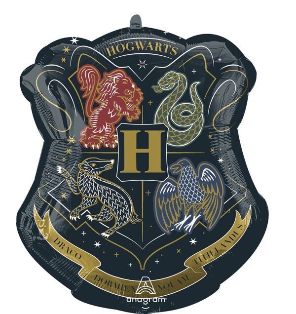 Harry Potter Hogwarts Crest - 22" Helium Filled Foil Shaped Balloon, Ribbon