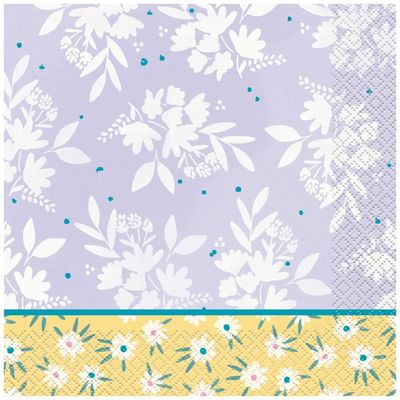 Spring Florals Blue &amp; Yellow - Luncheon Napkins 16ct