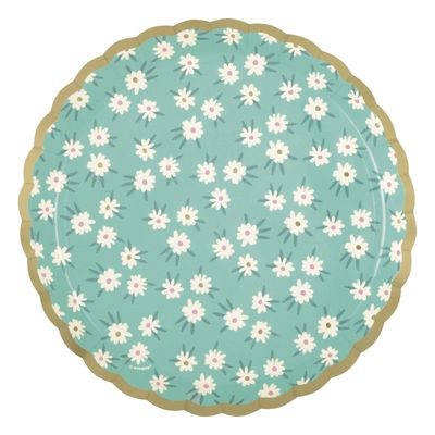 Spring Florals Mint Scalloped Edge - 8.25" Plates 8ct