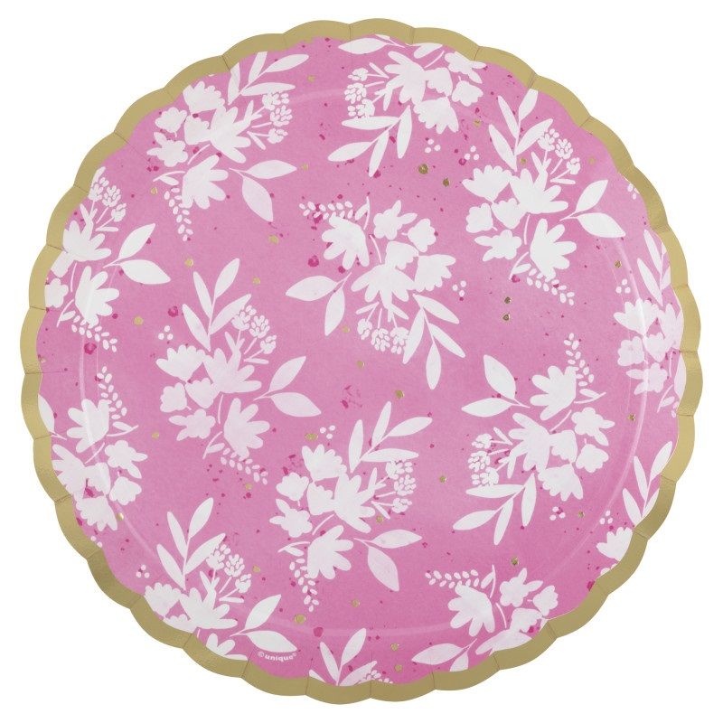 Spring Florals Pink Scalloped Edge - 8.25" Plates 8ct