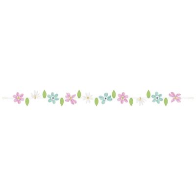 Spring Florals Crepe Paper &amp; Pompom Flower Garland