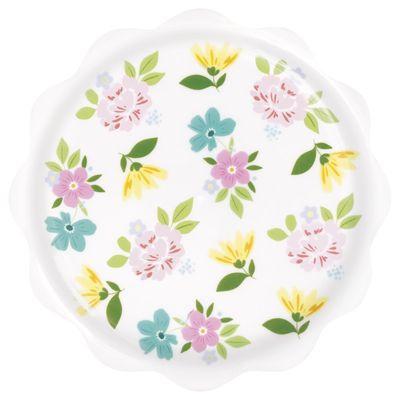 Spring Florals Scalloped Plastic Serving Tray