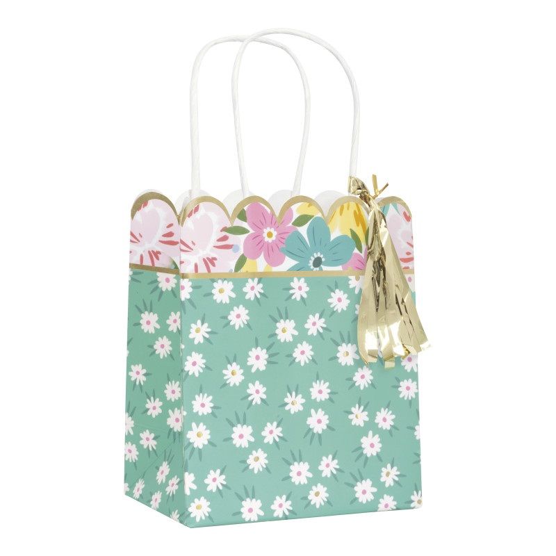 Spring Florals Scalloped Favor Bag  3ct - Foil Stamping