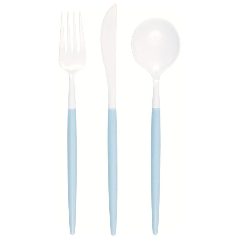 Cutlery Assortment - Blue/White 12ct
