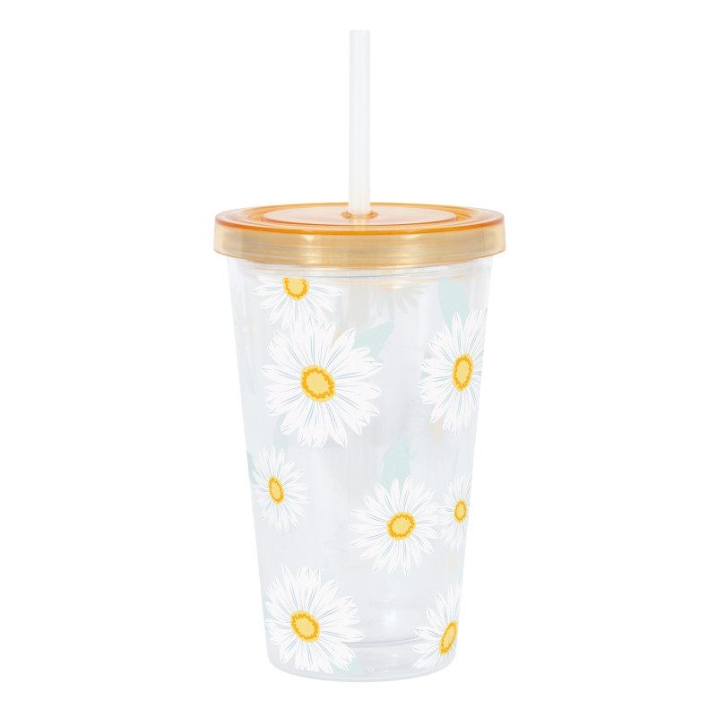 Fresh Daisy 16oz Plastic Tumbler with Straw