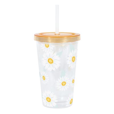 Fresh Daisy 16oz Plastic Tumbler with Straw