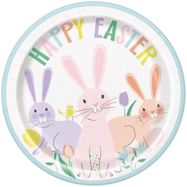 Pretty Easter Bunny Shaped - 9" Plates 8ct