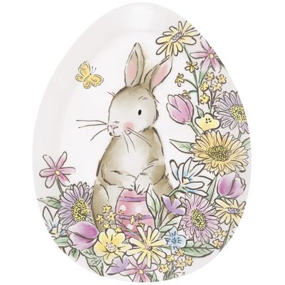 Easter Whimsy Egg Shaped Plastic Serving Tray