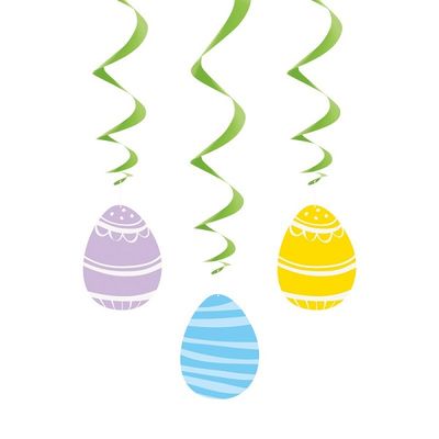 Colorful Gingham Easter Hanging Swirl Decorations 26"  3ct