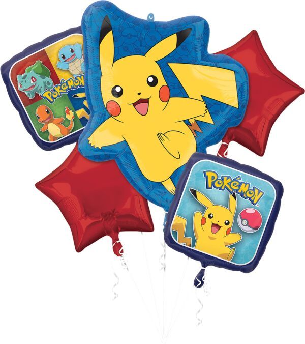 Bouquet Pokemon - Helium Filled Foil Shaped Balloon, Ribbon