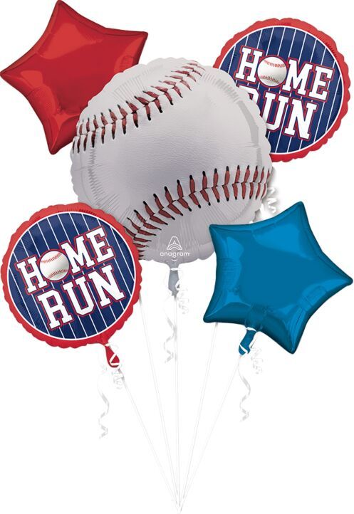 Bouquet Baseball - Bouquet Helium Filled Foil Balloon, Ribbon